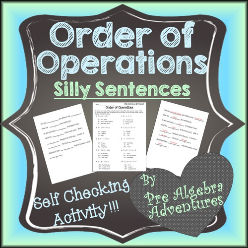 Order of Operations Silly Sentences Activity