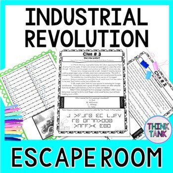 Industrial Revolution ESCAPE ROOM: Samuel Morse, Henry Ford - Print & Go!