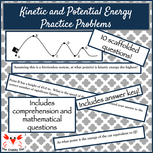 Speed, Potential Energy, Kinetic Energy Printable