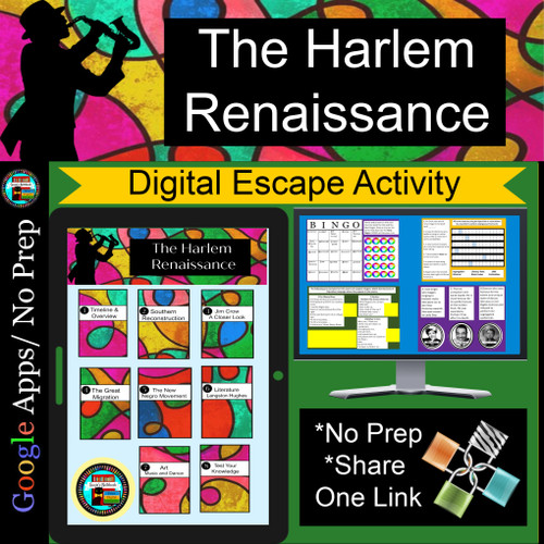 Harlem Renaissance Activity Escape Room Digital Breakout Distance Learning
