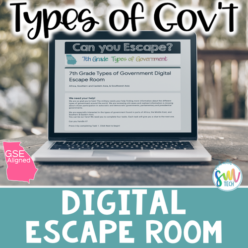 Types of Government Digital Escape Room 7th Grade | SS7CG1, SS7CG3, SS7CG4