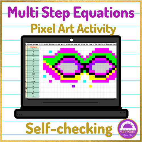 Mardi Gras Solving Multi Step Equations Pixel Art Activity - Amped Up ...