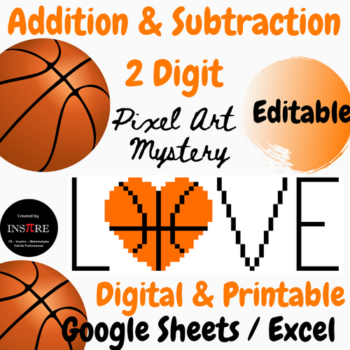 March Madness Pixel Art Mystery 2 Digit Addition Subtraction with ...