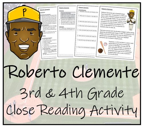 Roberto Clemente Biography - Reading, Digital INB, Slides & Activities