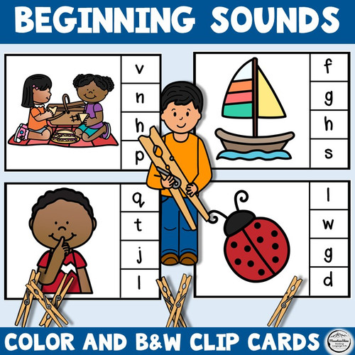 Beginning Sounds Flashcards, Puzzles, Clip Cards & Worksheets
