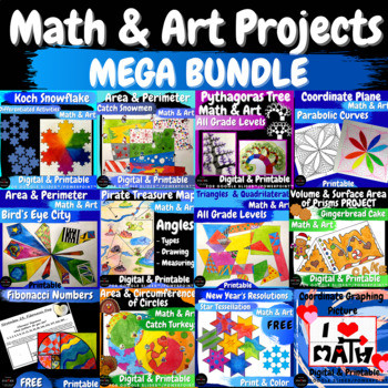 Math & Art Projects Geometry MEGA BUNDLE Fun Math Craft STEAM ...