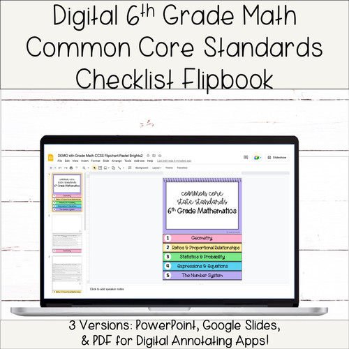 Digital 6th Grade Math Common Core State Standards Checklist Flipbook ...
