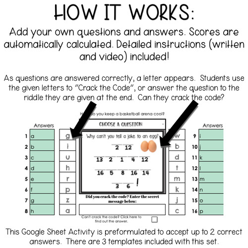 Editable Riddle Template for Google Sheets - Digital Activity - Self ...