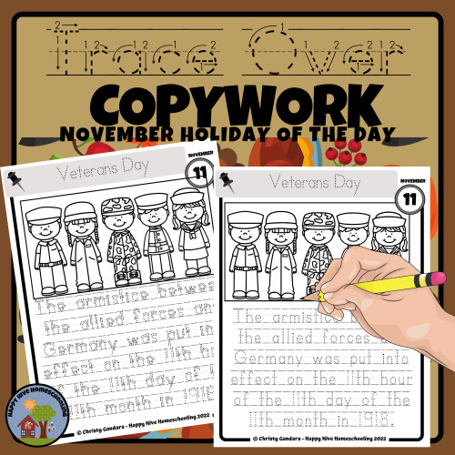 November Copywork Printables - Trace Over