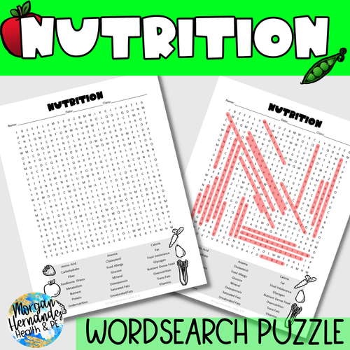 Nutrition Word Search Puzzle