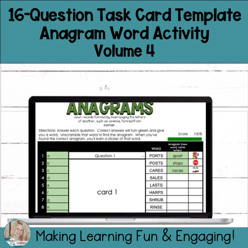 Editable Self-Checking Self-Grading Anagram Template - Digital Task ...