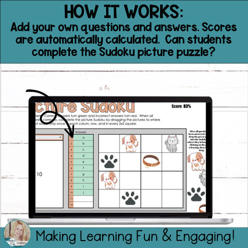 Editable Self-Checking Task Card Template Digital Activity Picture ...