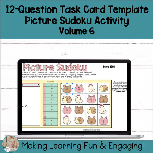Editable Self-Checking Task Card Template Digital Activity Picture ...