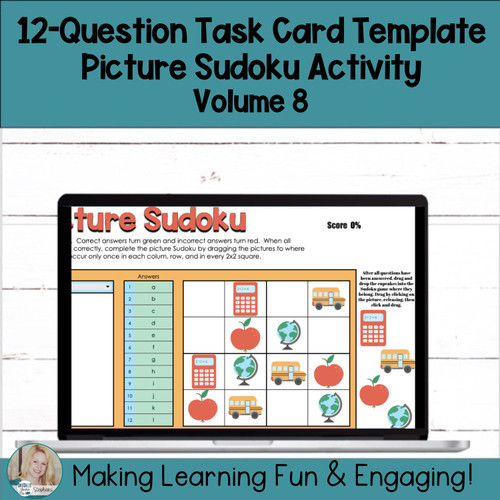 Editable Self-Checking Task Card Template Digital Activity Picture ...