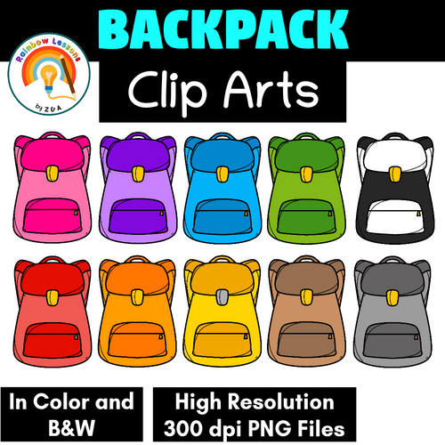 Backpack Cliparts, Back to School Bag Clip Arts, Colorful Backpacks Clip  Arts, Backpack Clip 