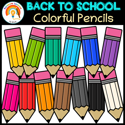 Rainbow Pencils Clipart {Mr and Mrs B} by Mr and Mrs B - Classroom and More