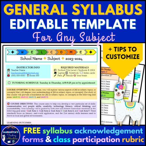 General Syllabus Editable Templates General Syllabus Editable Templates