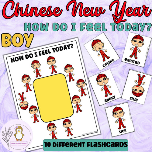 How Do I Feel Today Chinese New Year BOY Poster and Flashcards Emotions ...