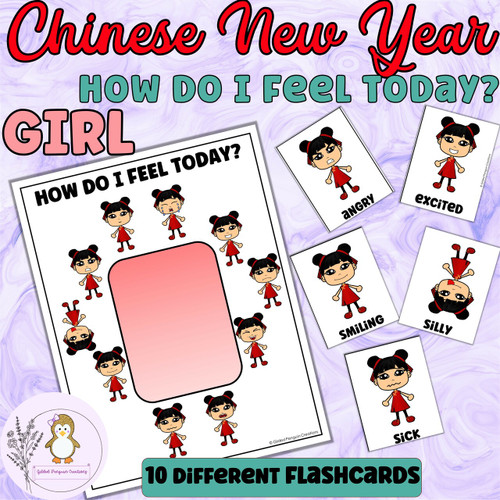 How Do I Feel Today Chinese New Year GIRL Poster and Flashcards ...