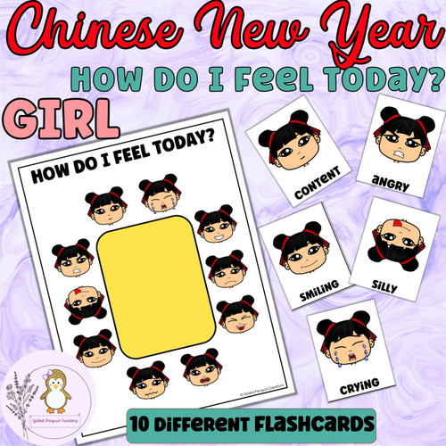 How Do I Feel Today Chinese New Year GIRL-HEAD ONLY Poster, Flashcards ...