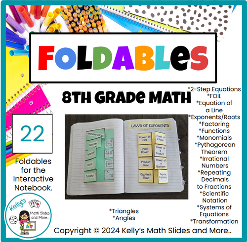 8th Grade Math - 22 Foldables for the Interactive Notebook
