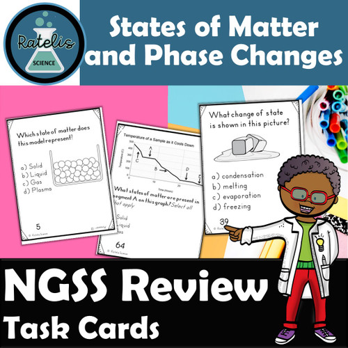 States of Matter and Phase Changes Task Cards NGSS Physical Science 68 ...
