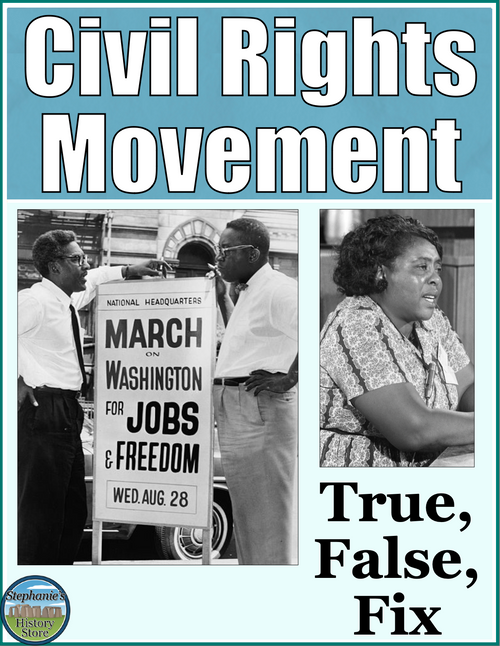 The Civil Rights Movement True False Fix Review Game