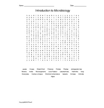 Introduction to Microbiology Word Search for a Microbiology Course ...