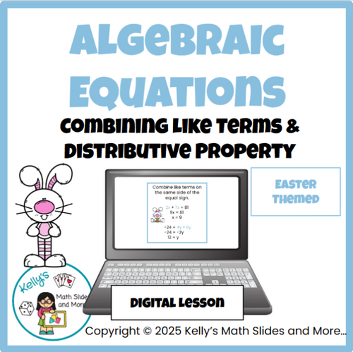 Easter-Themed Algebraic Equations - Distributive Property and Combining ...