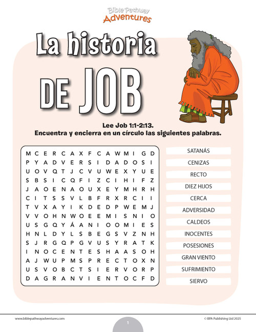 Sopa de letras de la historia de Job