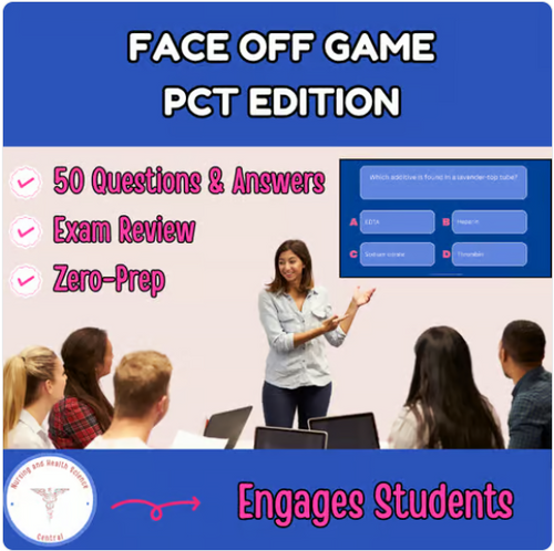 CTE Health Science PCT Face Off Game Certification Review Test Prep