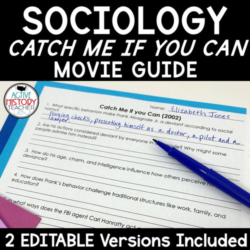 Sociology Catch Me If You Can Movie Viewing Guide Crime and Deviance No ...