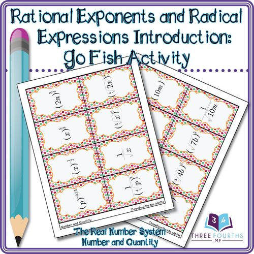 GO FISH Rational Exponents and Radical Expressions Activity ...