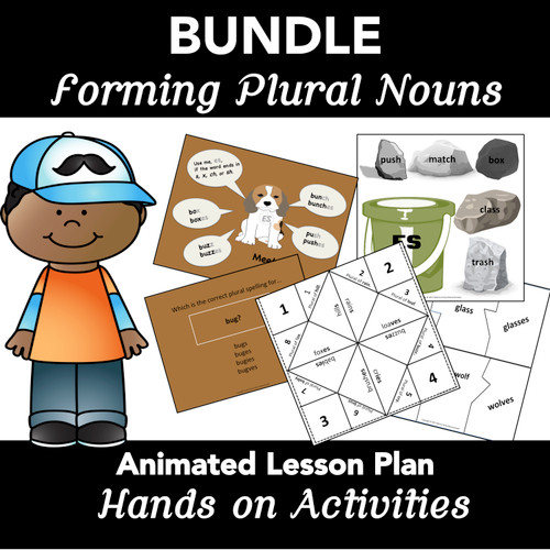Forming Plurals: (-s, -es -ies,-ves) - L.1.1.C BUNDLE - Amped Up Learning