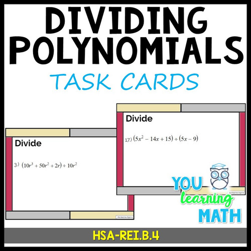 Dividing Polynomials: 20 Task Cards - Amped Up Learning