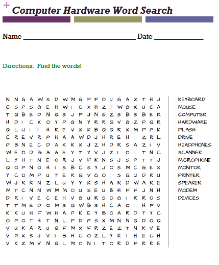 Computer Hardware Word Search - Amped Up Learning