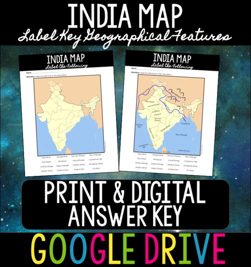 India Map - Print & Digital, Answer Key - FREEBIE - Amped Up Learning