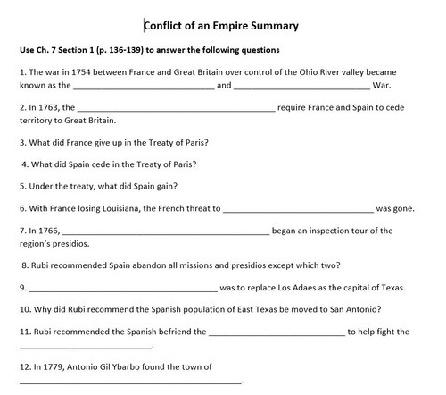 Mexican Independence Worksheet (goes along with HMH book ...