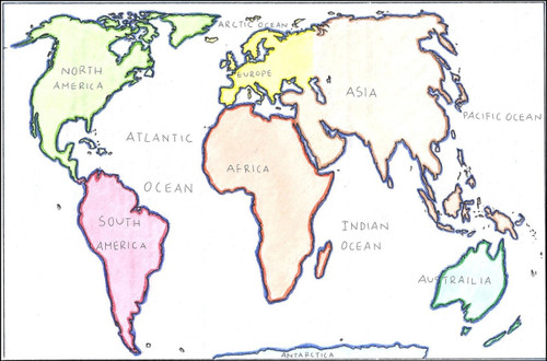 World Map Continents And Oceans Amped Up Learning