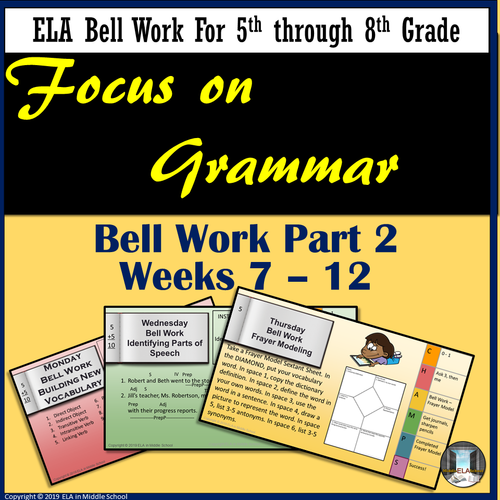 Focus on Grammar Bell Work or Bell Ringers - Part 2 Remote Ready ...