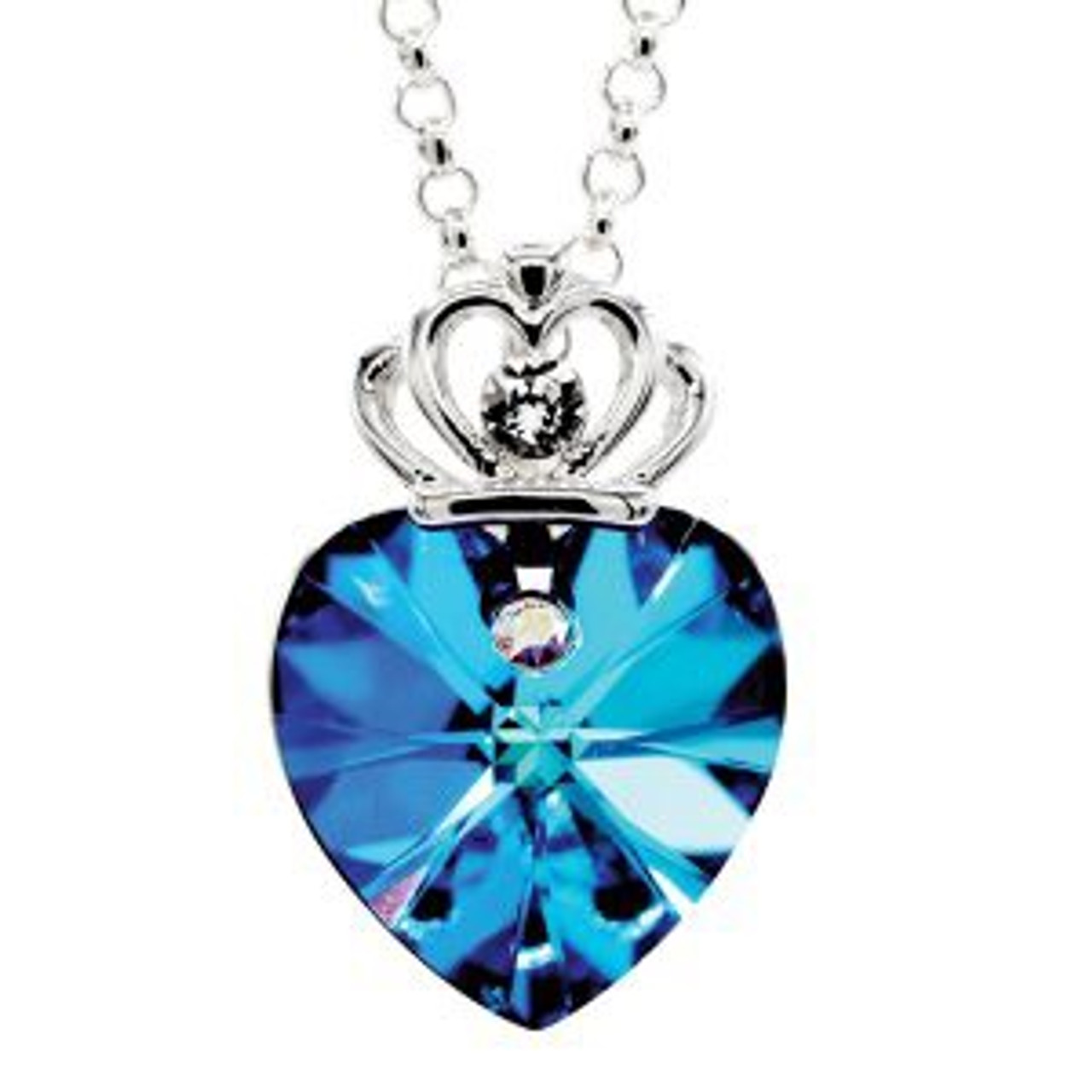 925 Sterling Silver Heart Necklace Pendant Blue Made With Swarovski®  Crystals | eBay