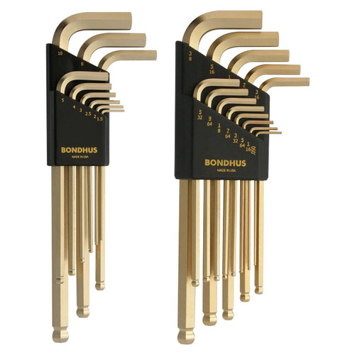 Bondhus Goldguard Plated Balldriver Metric/sae Ball End Hex L-keys Double Set (22 Piece)