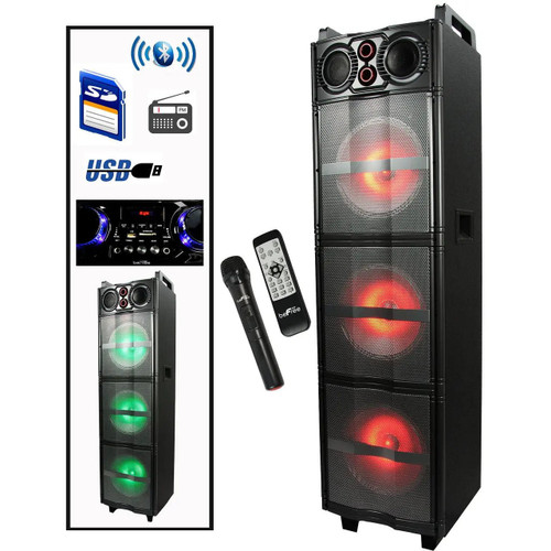 beFree Sound Triple 10 Inch Portable Bluetooth Subwoofer Speaker with Party Lights - Cool Brand Designs