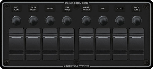 Blue Sea Water Resistant Circuit Breaker Panel 8 Position-black