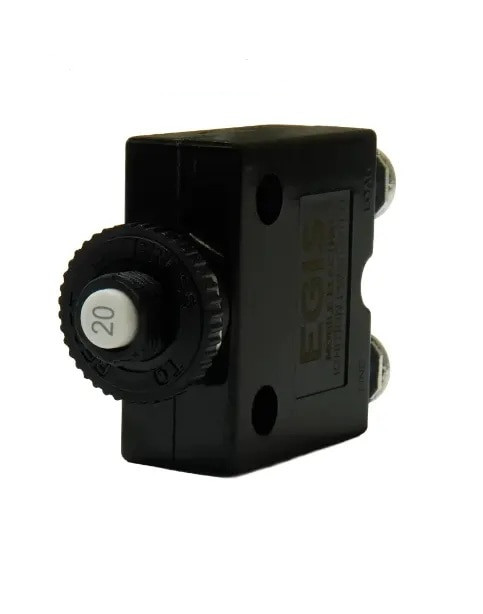Egis Push Button Panel Mount Circuit Breaker Screw Terminals 20 Amp Retail Pack