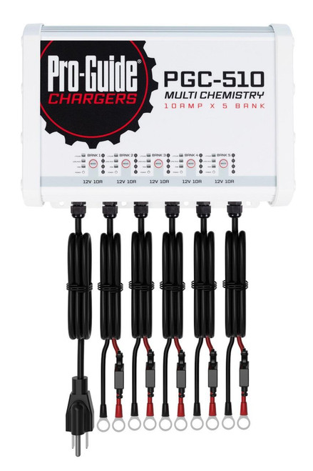 Pro Guide Pgc-510 5-bank 5x12v 10a Lead Acid/lifepo4 On Board Charger, Ip68