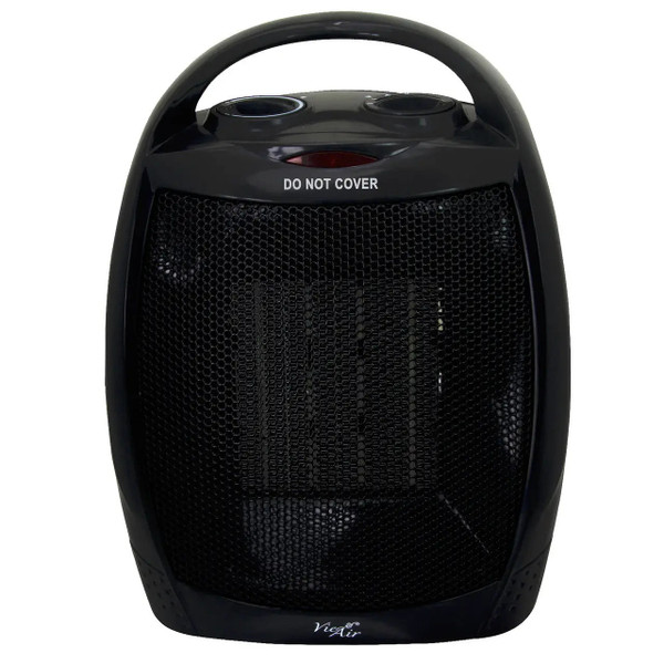 Vie Air 1500W Portable 2 Settings Black Ceramic Heater with Adjustable Thermostat - Cool Brand Designs