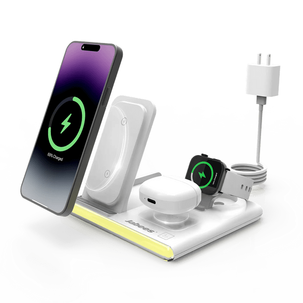 PowerGlow - Jabees PowerGlow 4 - In - 1 Foldable Wireless Charging Station with LED Night Light - Cool Brand Designs