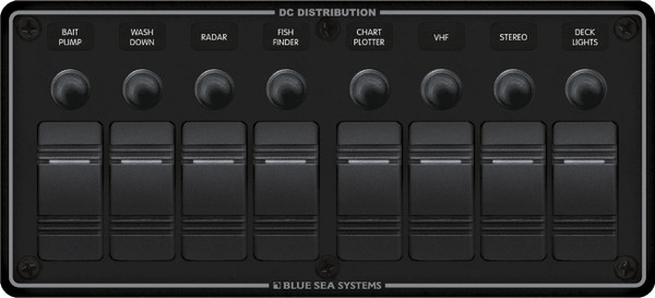 Blue Sea Water Resistant Circuit Breaker Panel 8 Position-black