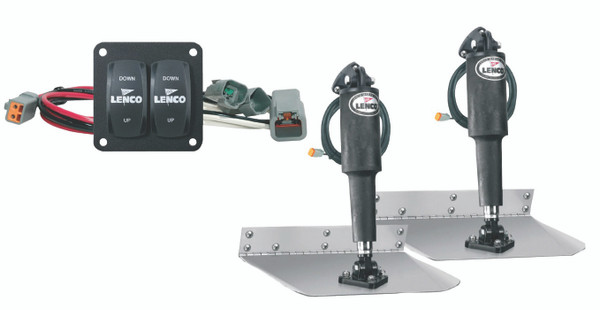Lenco 9inx12in Standard Mount Trim Tab Kit 12v With Double Rocker Switch